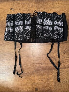 Victoria's Secret Black Lace Garter Waist Cincher